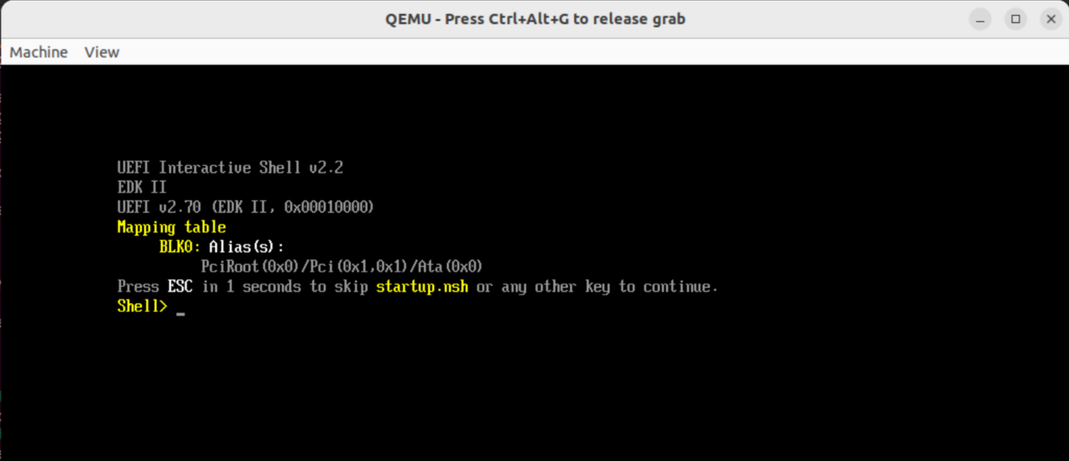 screenshot of a edk2's UEFI interactive shell
